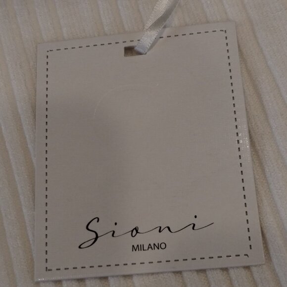 Sioni Milano Ribbed Lace Long Sleeve Mockneck Top Eggshell Size M NWT - Picture 11 of 12